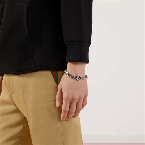 gucci bracelet sterling silver|silver bracelet with interlocking g.